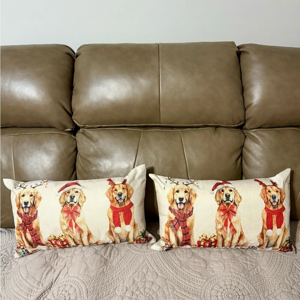 Christmas Labrador Decorations Doggy Holiday Decorative Throw Pillows